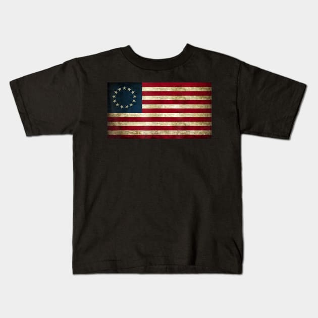 4th of July Patriotic Betsy Ross battle flag Kids T-Shirt by Haley Tokey